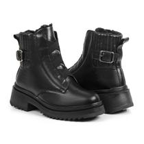 Bota Feminina de Inverno para Neve em Couro em Lã Impermeáv