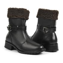 Bota Feminina de Inverno para Neve em Couro em Lã Impermeáve