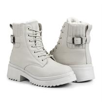 Bota Feminina de Inverno para Neve em Couro em Lã Impermeáve