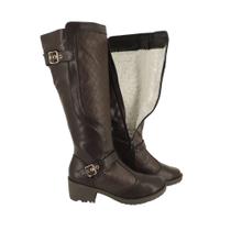 Bota Feminina de Salto Neve 100% lã Pelo Inverno Salto Médio Alto Impermeável MG3103