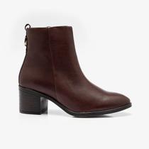 Bota Feminina Democrata Couro Anne Belle Salto Bloco - Marrom