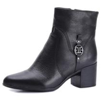 Bota Feminina Detalhe Metalizado Couro Salto Bloco Bottero Bota Feminina Detalhe Metalizado Couro Salto Bloco Bottero