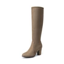 Bota Feminina DREAM PAIRS Cano Alto Salto Grosso Caqui 38