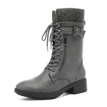 Bota Feminina Dream Pairs Cano Médio com Cadarço Inverno Cinza 37 Bota Feminina Dream Pairs Cano Médio com Cadarço Inverno Cinza 37