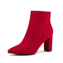 Bota Feminina DREAM PAIRS Sianna-1 com Salto Grosso e Cano Curto Bota Feminina DREAM PAIRS Sianna-1 com Salto Grosso e Cano Curto