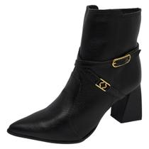 Bota Feminina Elegante Couro Salto Bloco Confortavel Bebece Bota Feminina Elegante Couro Salto Bloco Confortavel Bebece