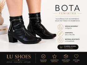 Bota Feminina Elegante Salto Médio com Detalhe Brilhante Bota Feminina Elegante Salto Médio com Detalhe Brilhante