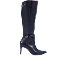 Bota Feminina Em Couro Cano Alto Via Marte 345-007 Preto