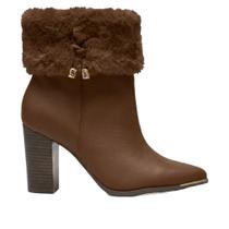 Bota Feminina Em Couro Com Pelo Via Marte 230-014 Marrom