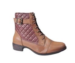 Bota Feminina em Couro Conhaque/Bordo Chamonix