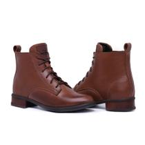 Bota feminina em couro legitimo cano baixo ajuste cardaço confortavel Bota feminina em couro legitimo cano baixo ajuste cardaço confortavel