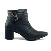 Bota Feminina Em Couro Preto Salto Grosso Confortável Novidade Bota Feminina Em Couro Preto Salto Grosso Confortável Novidade