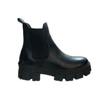 Bota feminina em couro sola tratorada chelsea
