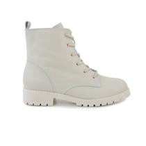 Bota Feminina Estilo Mix Coturno Cano Baixo Off White - 2710