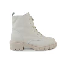 Bota Feminina Estilo Mix Coturno Cano Baixo Off White - 2799