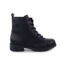 Bota Feminina Estilo Mix Coturno Cano Baixo Preta - 2710
