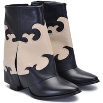 Bota Feminina Estilo Western Capa Couro Botinha Cano Médio