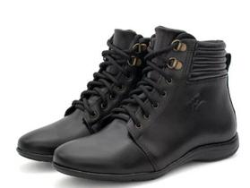 Bota Feminina FG Coturno Couro Basic Preto Academia