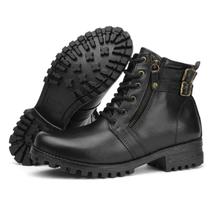 Bota Feminina FG Coturno Couro Cano Curto Preto