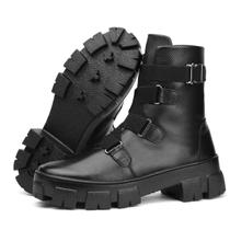 Bota Feminina FG Coturno Couro Militar Solado Tratorado Casual Preto