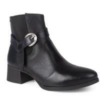 Bota Feminina Fivela Elástico Moda Couro Dakota -Preto