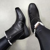 Bota Feminina Forrada Lanus Couro Pelinhos Neve Impermeável Bota Feminina Forrada Lanus Couro Pelinhos Neve Impermeável