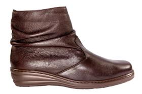 Bota Feminina Franzida Couro Chocolate - Cód 5941 Bota Feminina Franzida Couro Chocolate - Cód 5941