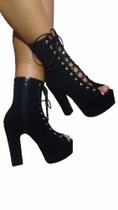 Bota Feminina Frente Aberta Cano Médio Salto Grosso Bfa 02