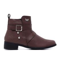 Bota Feminina Gmm Shoes Coturno Cano Curto com Ziper Confortável