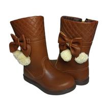 Bota Feminina Infantil com Cano Médio World Colors Caramelo