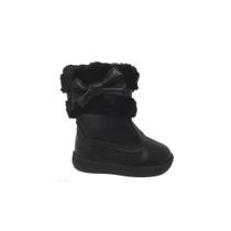 Bota Feminina Infantil Pelinho Laço Preta Molekinha