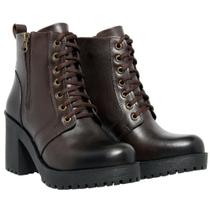 Bota Feminina Ipê Mulato Cano Médio de Couro Zíper Lateral Salto Grosso 9cm Cor Café Bota Feminina Ipê Mulato Cano Médio de Couro Zíper Lateral Salto Grosso 9cm Cor Café