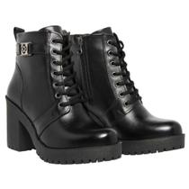 Bota Feminina Ipê Mulato Cano Médio Zíper Lateral Salto Grosso Tratorada de Couro Cor Preto Bota Feminina Ipê Mulato Cano Médio Zíper Lateral Salto Grosso Tratorada de Couro Cor Preto