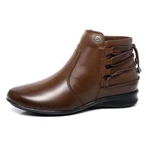 Bota Feminina Isa Em Couro Cano Curto Cafe Bota Feminina Isa Em Couro Cano Curto Cafe