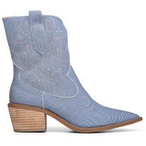 Bota Feminina Jeans Country Western Texana Salto Pesponto Bota Feminina Jeans Country Western Texana Salto Pesponto