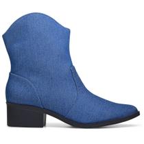 Bota Feminina Jeans Country Western Texana Zíper Lateral Bota Feminina Jeans Country Western Texana Zíper Lateral