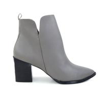 Bota Feminina Lia Line Cano Baixo Couro Cinza 2203I24