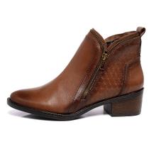 Bota Feminina Linha Couro Premium Salto 6715 Conforto Cor Café