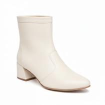 Bota Feminina Lisa Bico Fino Cano Curto Salto Bloco Geometrico Grosso com Zíper Lateral Elegante Bota Feminina Lisa Bico Fino Cano Curto Salto Bloco Geometrico Grosso com Zíper Lateral Elegante