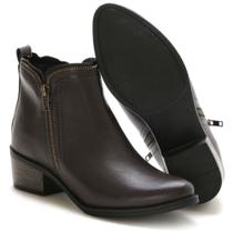 Bota Feminina Marrom Couro Casual Com Zíper Jacar Estilo Bota Feminina Marrom Couro Casual Com Zíper Jacar Estilo