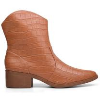 Bota Feminina Marrom Craquelado Country Western Texana Zíper Bota Feminina Marrom Craquelado Country Western Texana Zíper