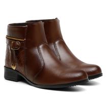 Bota Feminina Marron Rasteira Confortavel Elegante Cano Curto