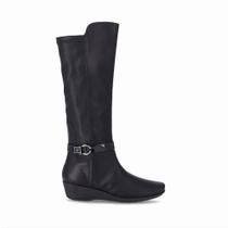 Bota Feminina Maxi Piccadilly Ivone Cano Alto Longo Anabela Clássica Zíper Interno Flexível Elástico