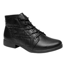 Bota Feminina Mississipi Q7863 Salto Coturno Cano Curto Amarrar