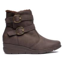 Bota Feminina Modare Anabela Cano Curto Marrom Escuro Bota Feminina Modare Anabela Cano Curto Marrom Escuro