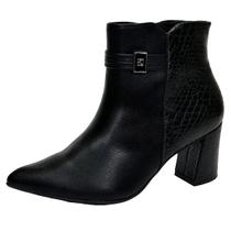 Bota Feminina Moderna Croco Salto Alto Conforto Piccadilly