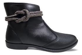 Bota Feminina Moleca Cano Baixo Tira Com Brilho Salto Baixo 5333104