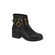 Bota Feminina Moleca Cano Curto Tachas Fivela Dourada Preta Cor:PretoTamanho:35 Bota Feminina Moleca Cano Curto Tachas Fivela Dourada Preta Cor:PretoTamanho:35