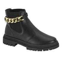 Bota Feminina Moleca Casual 5344.103 Preta Dourada Bota Feminina Moleca Casual 5344.103 Preta Dourada