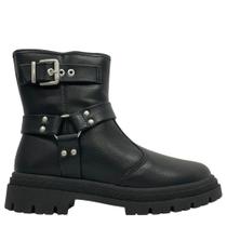 Bota Feminina Moleca Com Fivelas Prata Casual 5344209